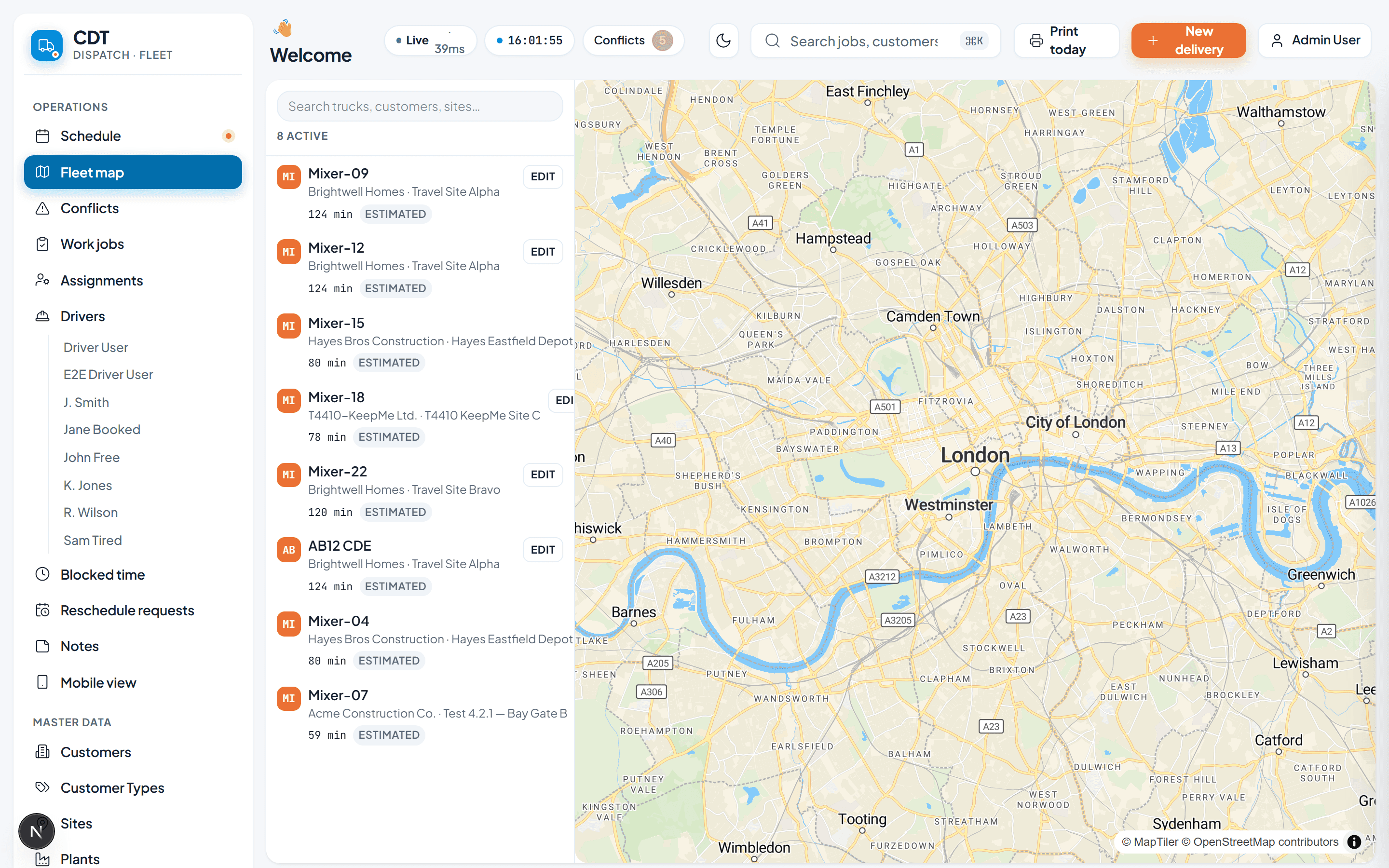 Live fleet map