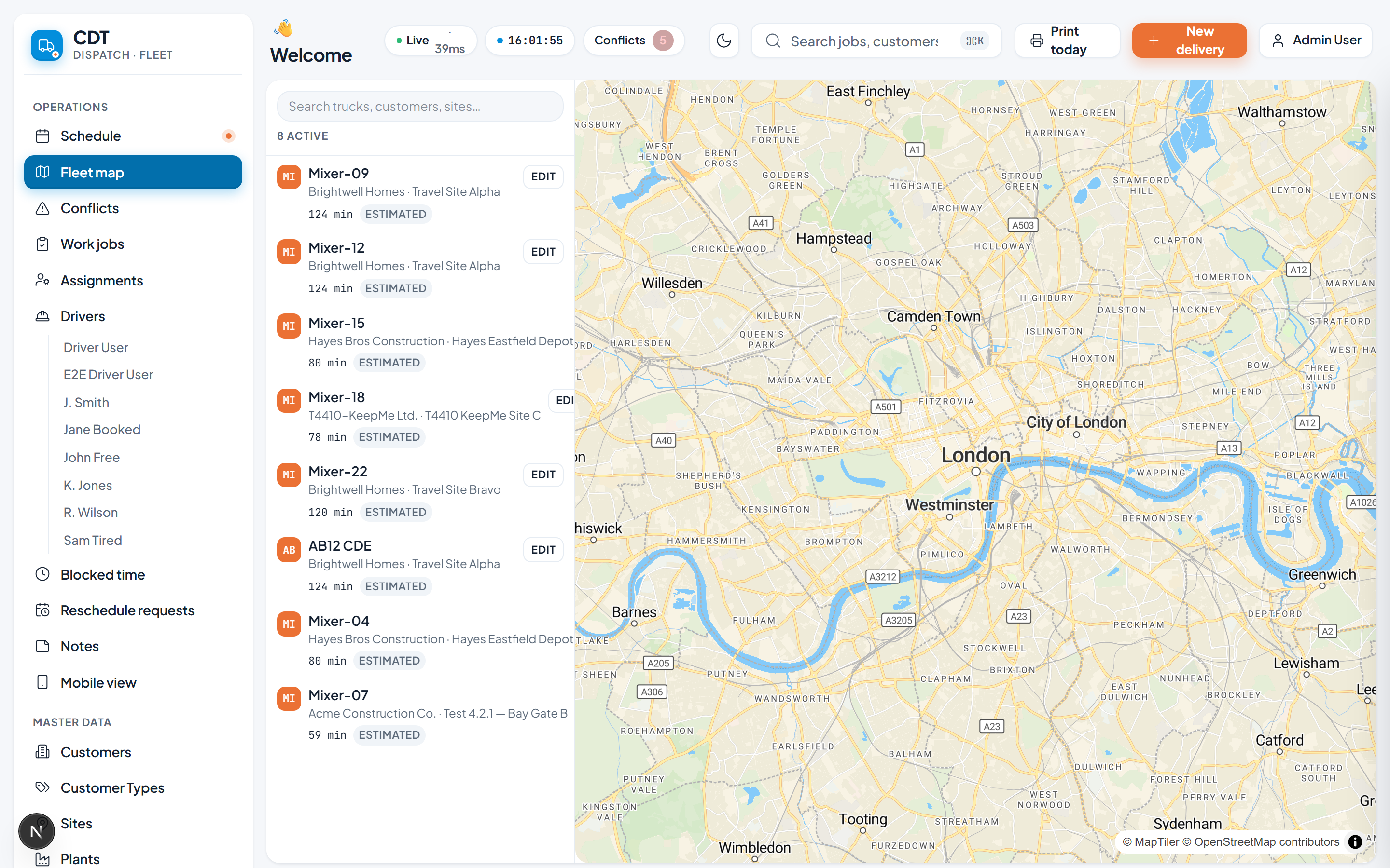 Live fleet map